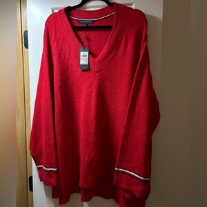 Tommy Hilfiger Red V-Neck Women’s Sweater 2X